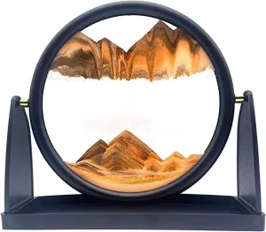 NIRVITTHAL Moving Sand Art Picture-3D Deep Sea Sandscape in Motion Display Round Glass Flowing Sand Frame, Kid's Large Desktop Sand Art 25CM (Orange)