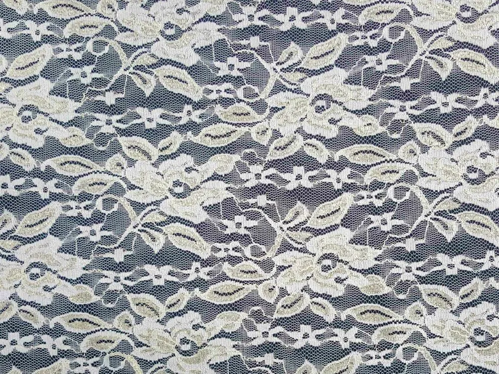 NYLON FLORAL METALLIC STRETCHED LACE KNIT<br><h6>2-IVORY/GOLD<br>LACE7-METALLIC</h6>