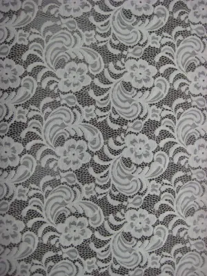 NYLON FLORAL "JASMINE" STRETCHED LACE SCALLOPED KNIT <br><h6>1-IVORY<br>LACE24-YZ</h6>