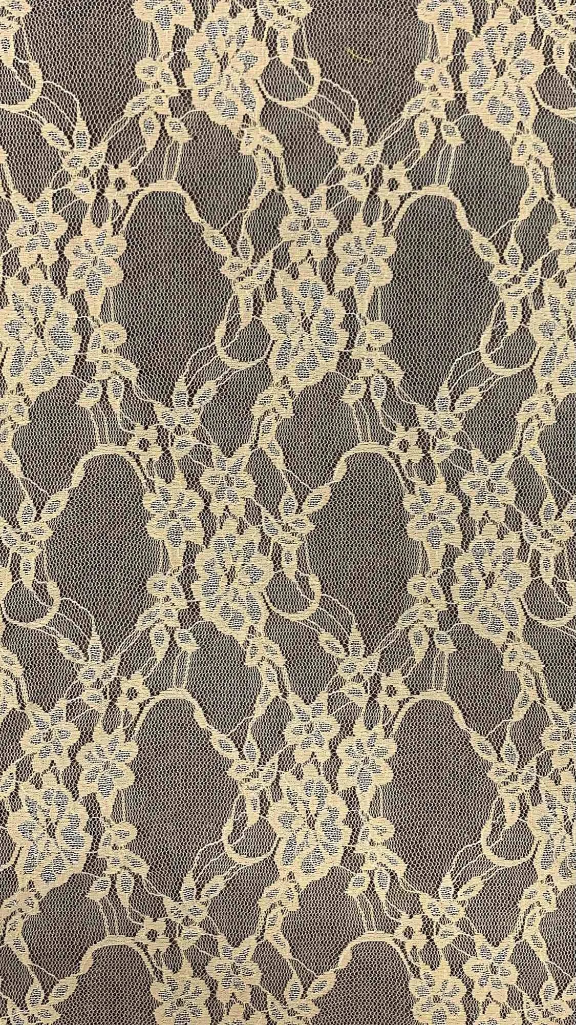 NYLON FLORAL STRETCHED LACE KNIT<br><h6>49-ALMOND FROSTED<br>LACE3-DT**</h6>