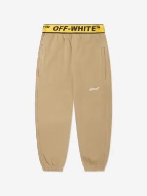 Off-White Boys Industrial Logo Band Joggers in Beige