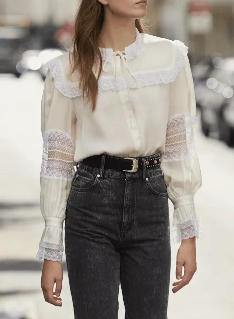 OFFWHITE BLOUSE WITH LACE DETAILS