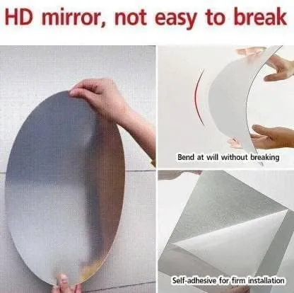 Oval Shape Adhesive Mirror Sticker for Wall on Tiles Bathroom Bedroom Living Room Basin Mirror Bathroom Wall Mirror Stickers Unbreakable Plastic Wall Mirror 20 * 30 (Oval Mirror.)