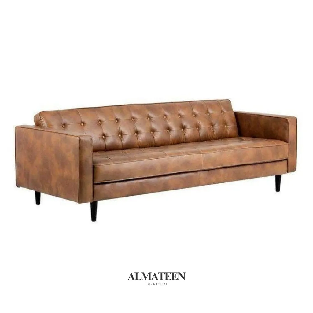 Perm Modern Leatherette Upholstered Sofa 3-Seater