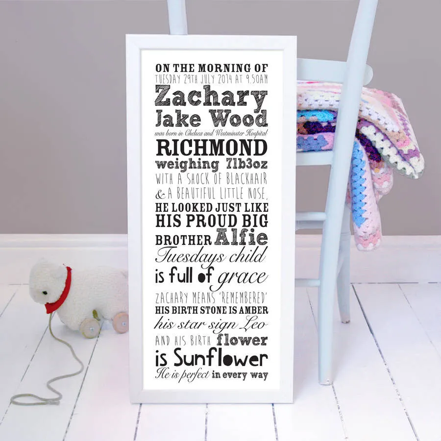 Personalised Birth Details Print