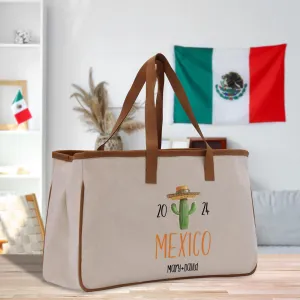 Personalized Year Mexico Cotton Canvas Tote Bag Custom Cancun Trip Bag Mexico Wedding Welcome Bag Party Favor Bags (MXTB1008)