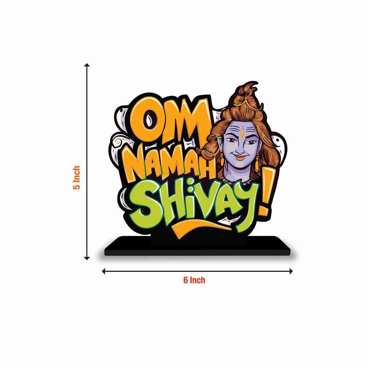 PICKYPOMP Wooden Idols and Figurins Om Namah Shivay Motivational Quote Table Decor for Office Desk, Study Table, Living Room, Home Decor Item, Wood Showpieces Decorative Gift - P0109