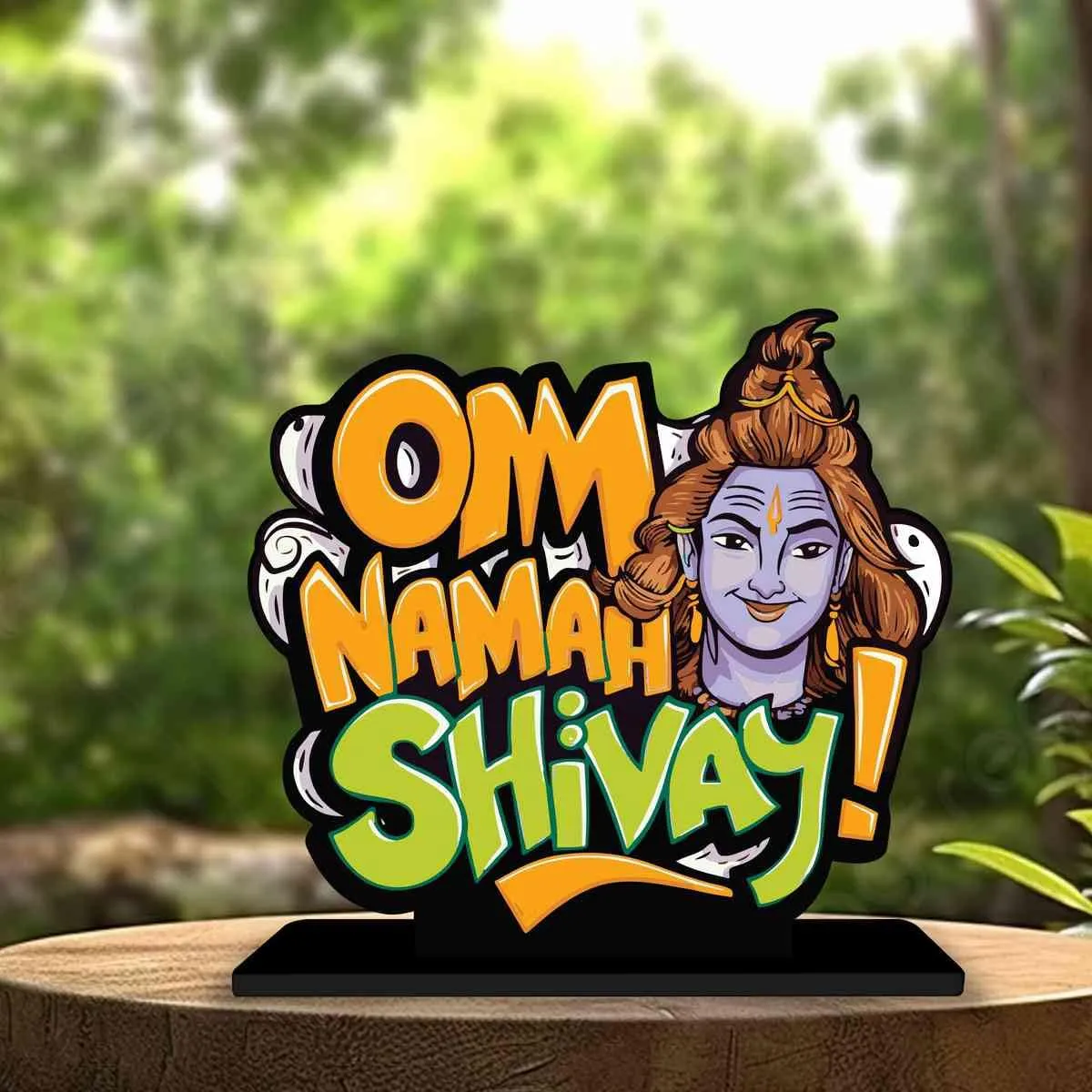 PICKYPOMP Wooden Idols and Figurins Om Namah Shivay Motivational Quote Table Decor for Office Desk, Study Table, Living Room, Home Decor Item, Wood Showpieces Decorative Gift - P0109