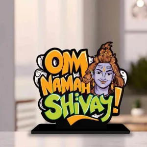 PICKYPOMP Wooden Idols and Figurins Om Namah Shivay Motivational Quote Table Decor for Office Desk, Study Table, Living Room, Home Decor Item, Wood Showpieces Decorative Gift - P0109