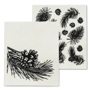 Pinecone & Branch Swedish Dish Cloths-Set of 2