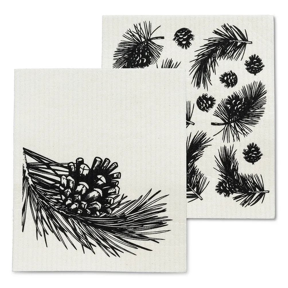 Pinecone & Branch Swedish Dish Cloths-Set of 2