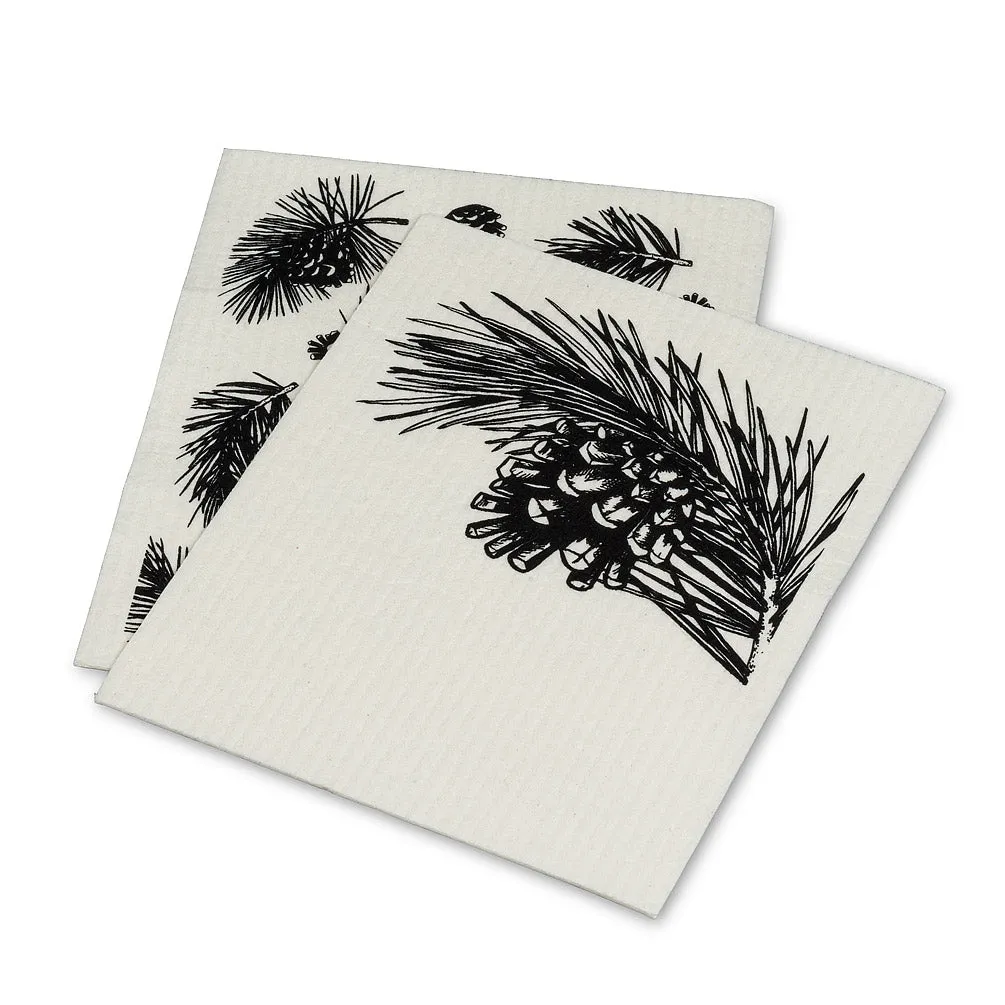 Pinecone & Branch Swedish Dish Cloths-Set of 2