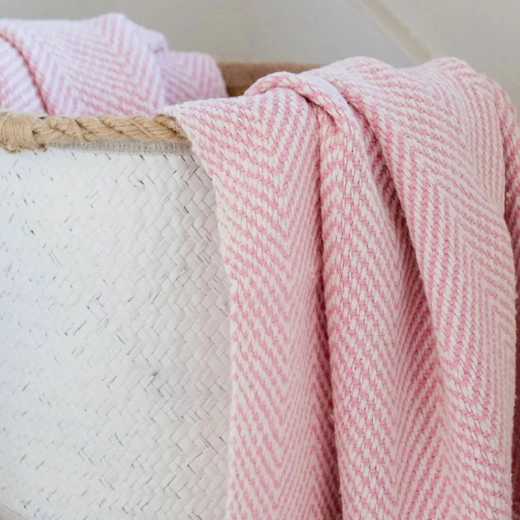 Pink Handwoven Cotton Baby Blanket