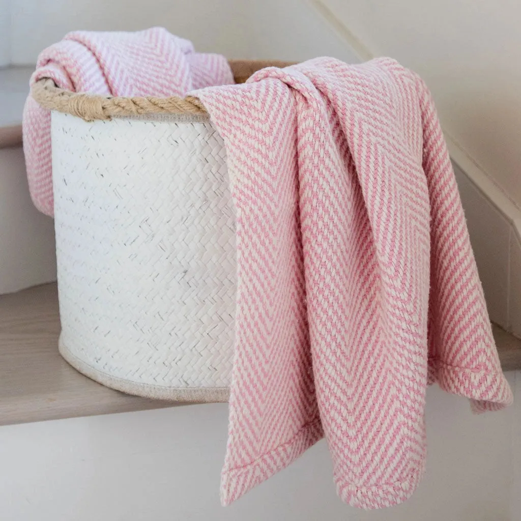 Pink Handwoven Cotton Baby Blanket