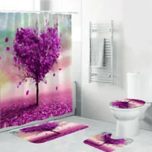 Pink Heart Shaped Shower Curtain Set