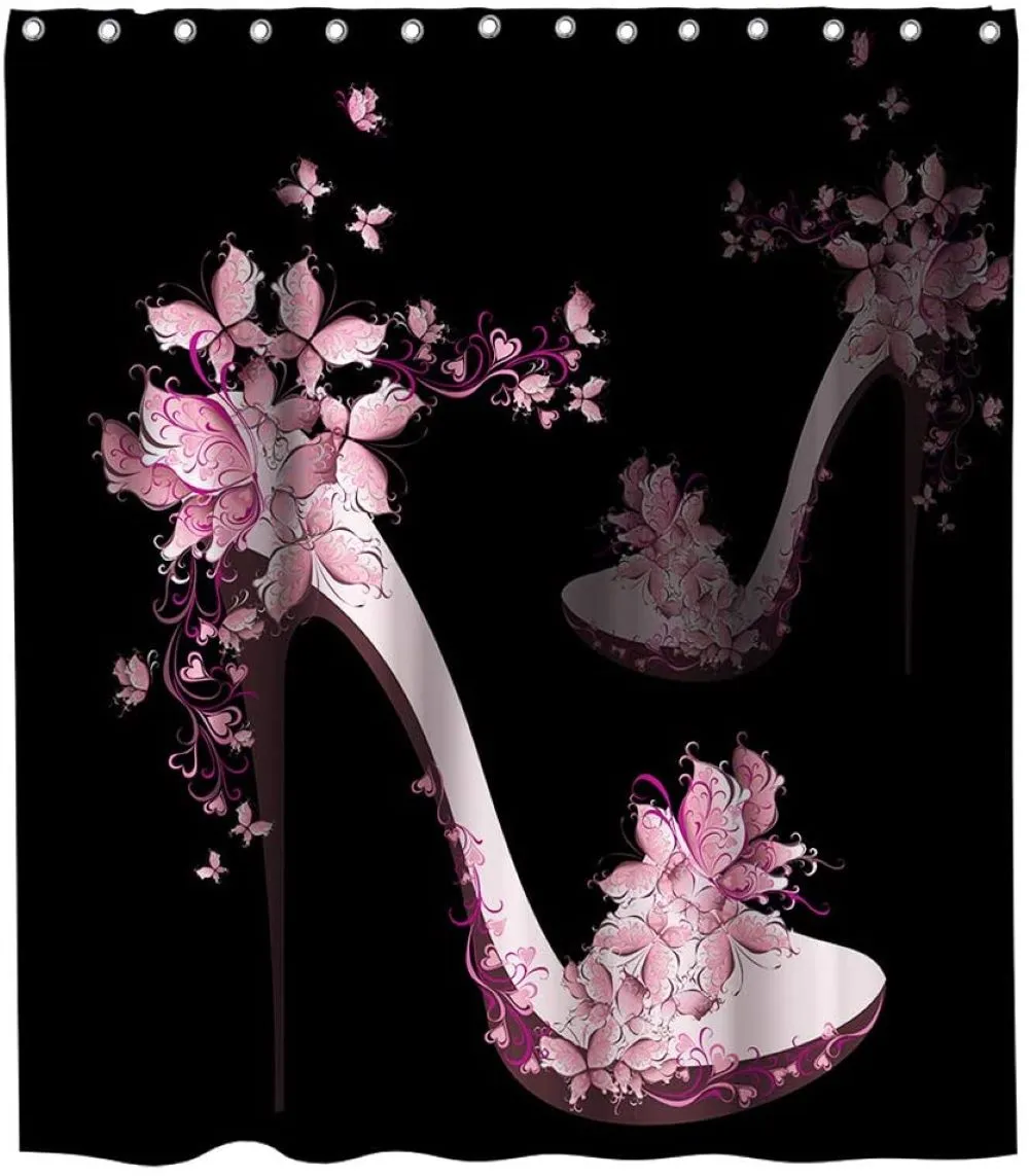 Pink Shoe Shower Curtain Set