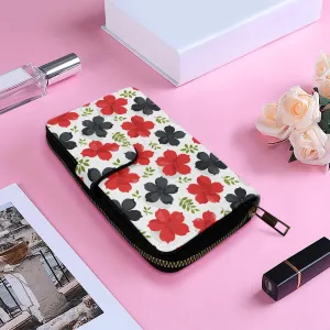 Portefeuille à rabat long "Fleurs rouges et noires" (728)