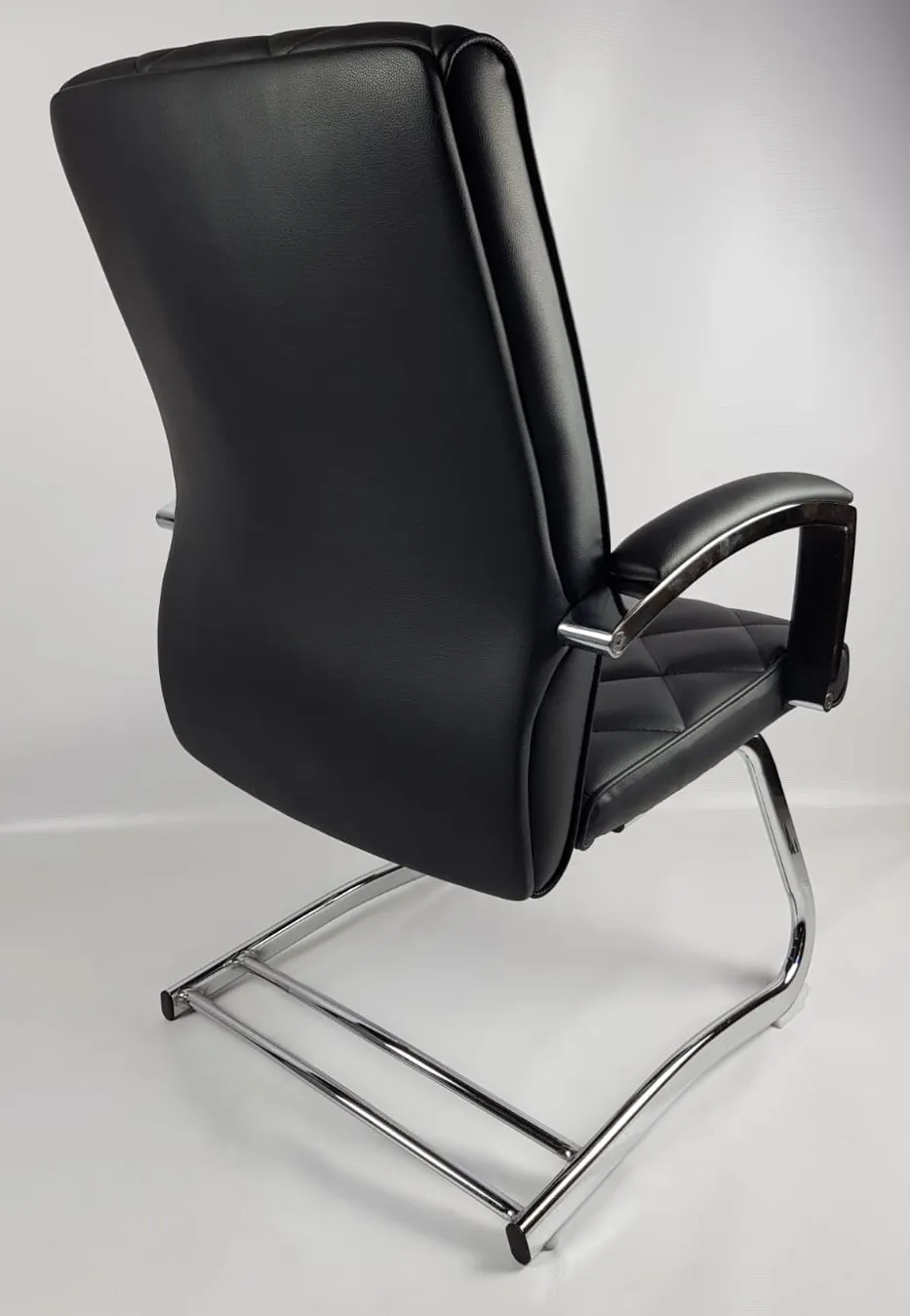 Quilted Black Leather Stylish Cantilever Visitors Chair - ZV-B217
