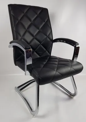Quilted Black Leather Stylish Cantilever Visitors Chair - ZV-B217