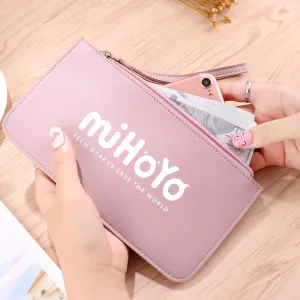 Rectangular coin purse, zipper leather bag, customized logo