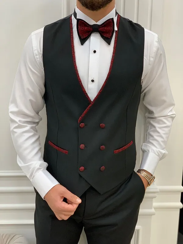 Red Slim Fit Groom Floral Tuxedo for Men by GentWith.com