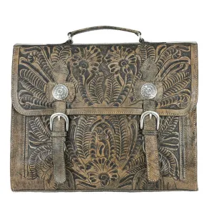 Retro Romance Multi Compartment Laptop Briefcase - Charcoal Brown