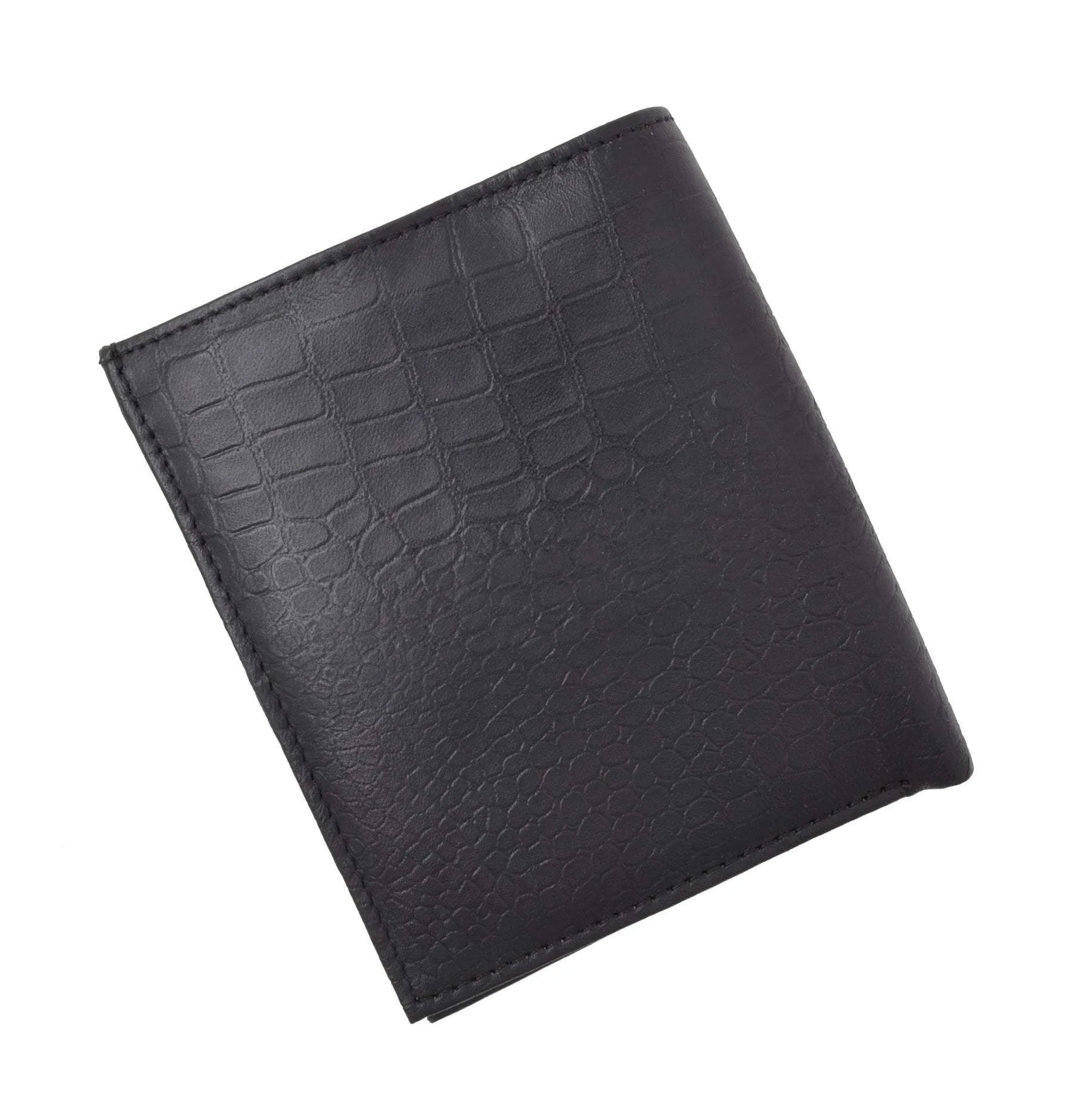 RFID Blocking Bifold Hipster Credit Card Wallet Premium Lambskin Crocodile Pattern Leather RFIDP2502CR (C)