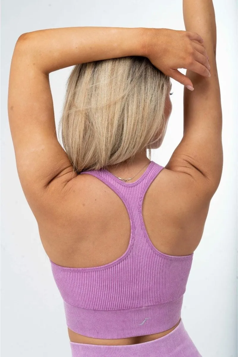 Ribbed Sports Bra - Washed Purple