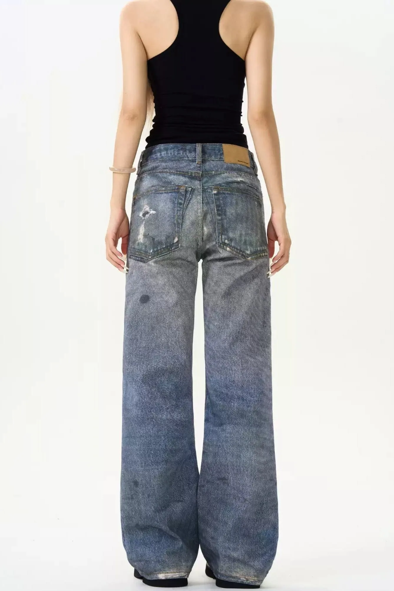 Rip Details Faded Jeans
