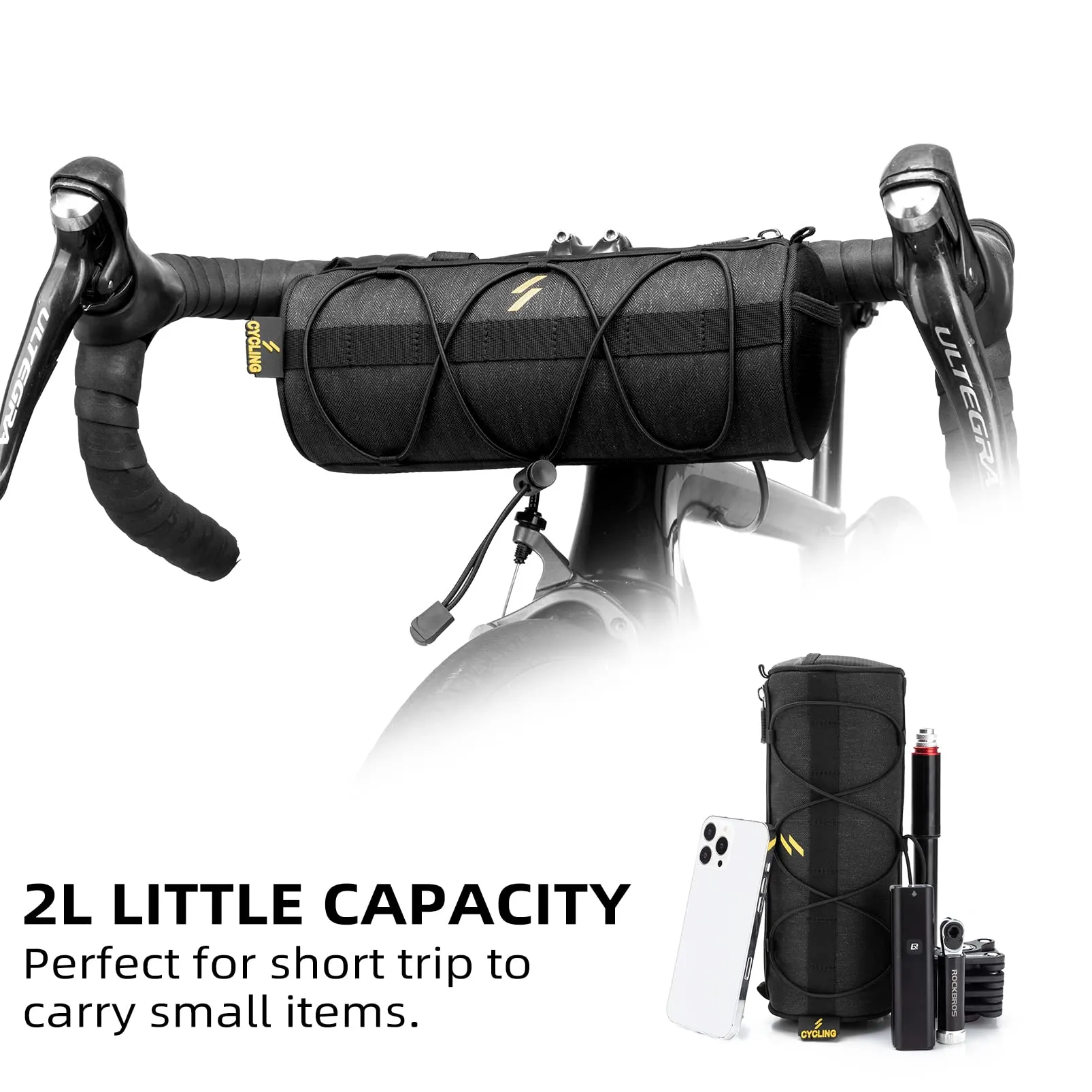 ROCKBROS Small Handlebar Bag Handy Front Bike Storage Pouch with Shoulder Strap Ideal