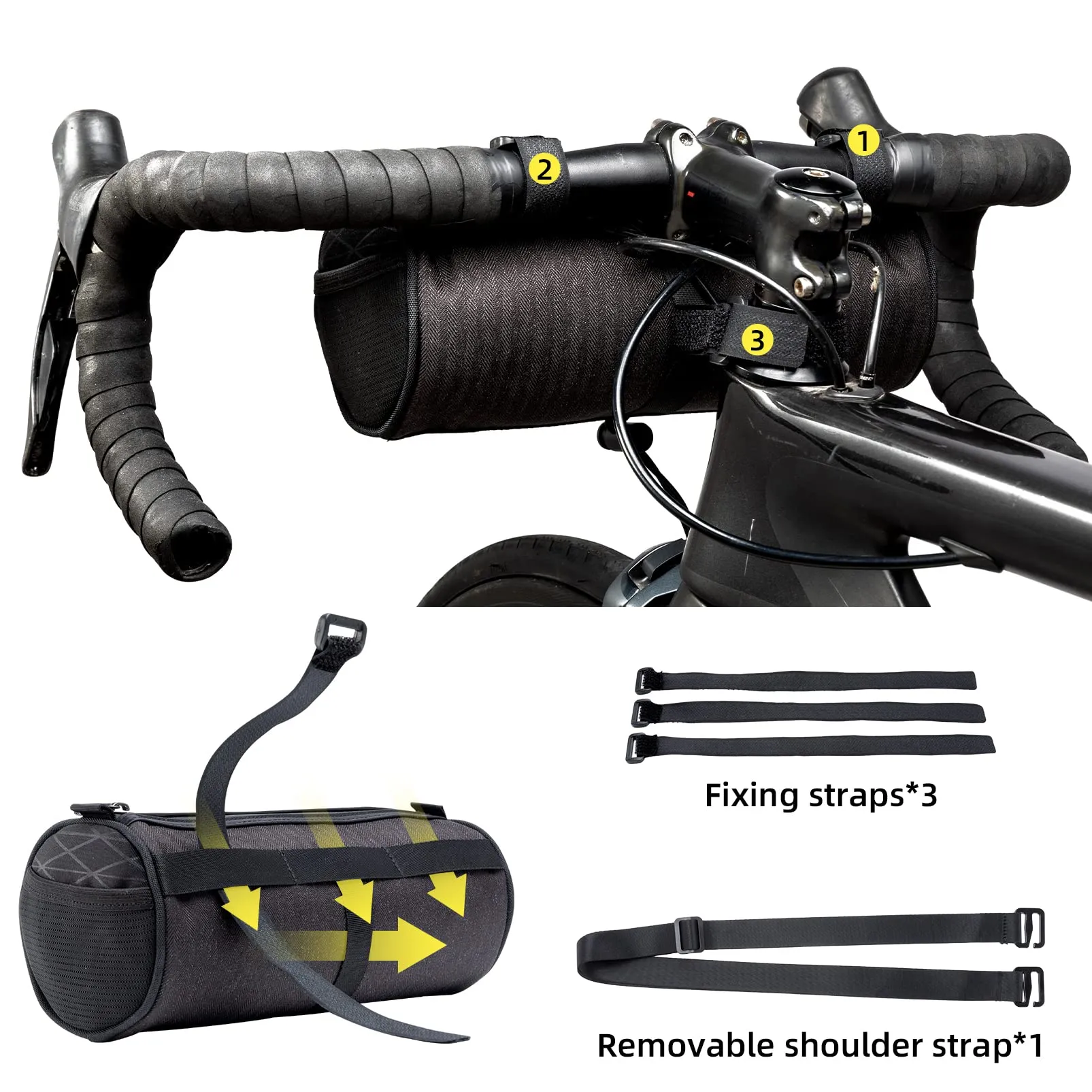 ROCKBROS Small Handlebar Bag Handy Front Bike Storage Pouch with Shoulder Strap Ideal