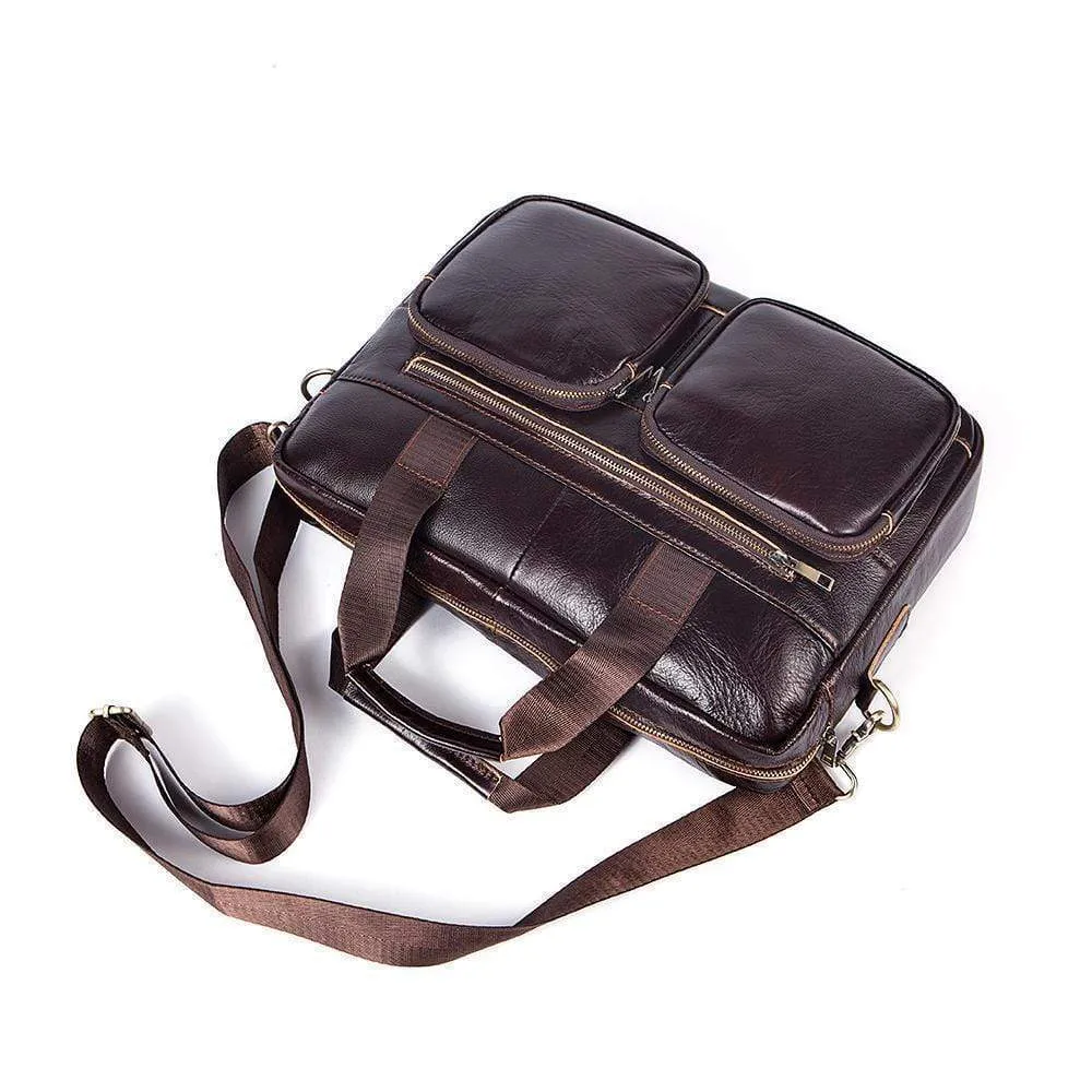 Rossie Viren Vintage Retro Brown  Leather Men's  Briefcase Messenger  Bag