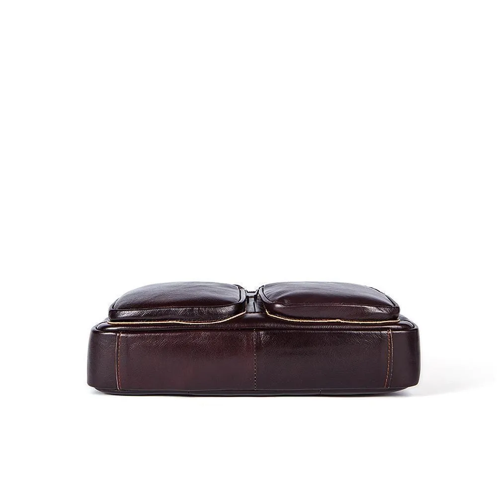 Rossie Viren Vintage Retro Brown  Leather Men's  Briefcase Messenger  Bag