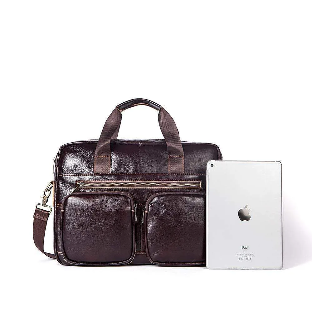 Rossie Viren Vintage Retro Brown  Leather Men's  Briefcase Messenger  Bag