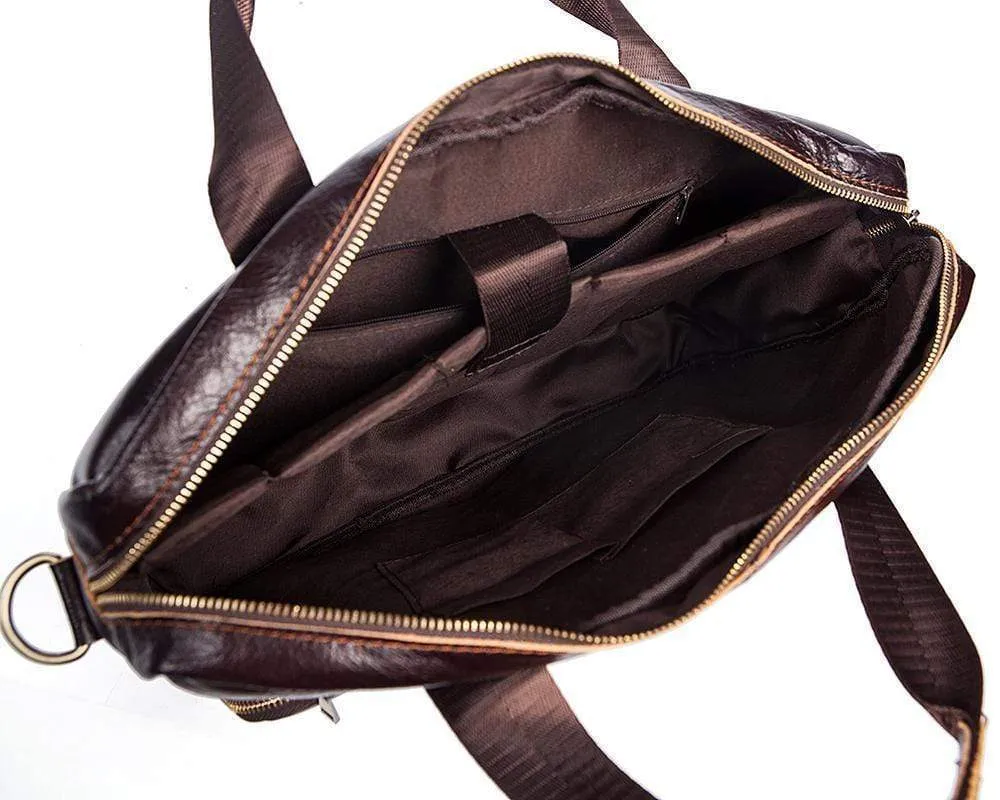 Rossie Viren Vintage Retro Brown  Leather Men's  Briefcase Messenger  Bag