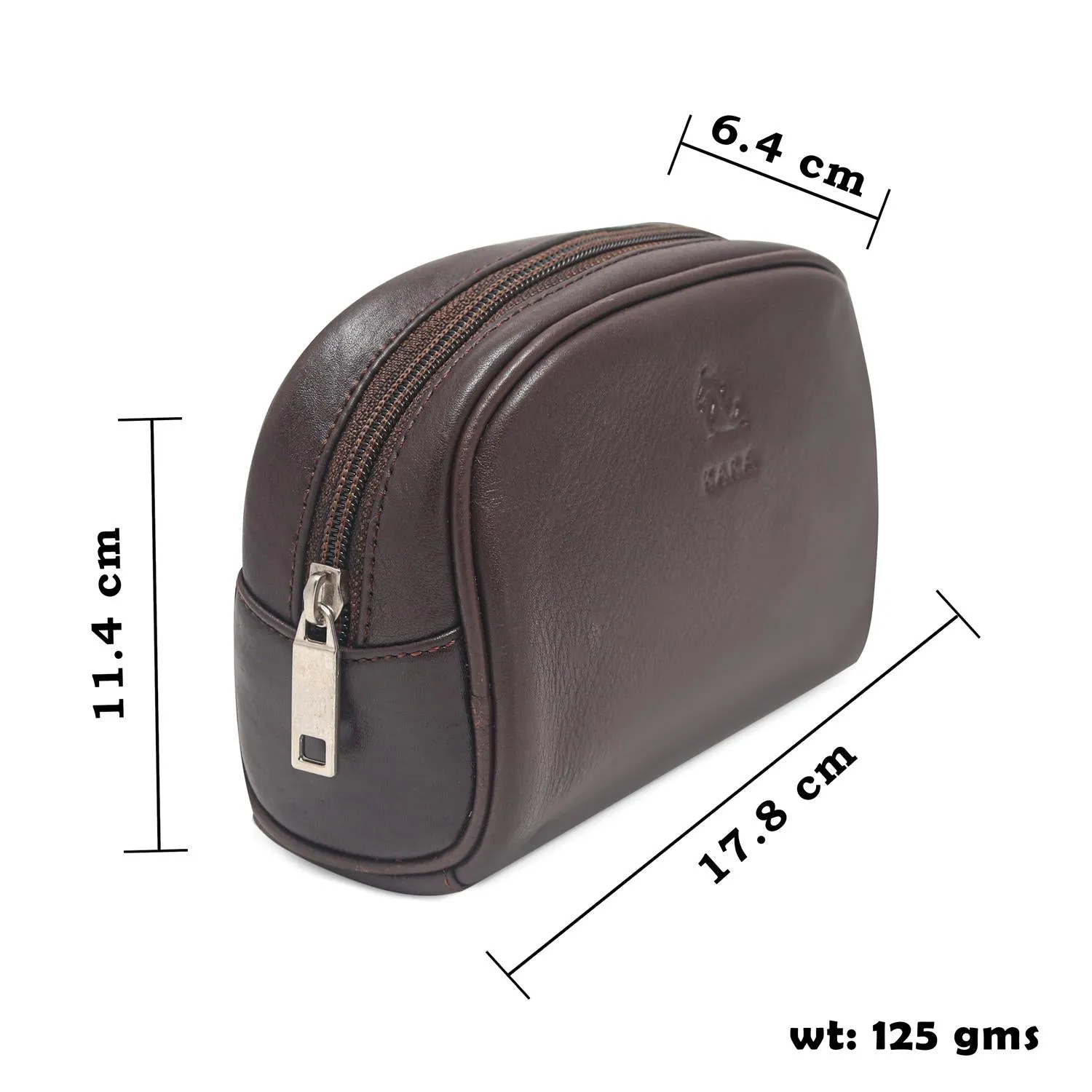 Sasha Tan Leather Wash Bag for Women
