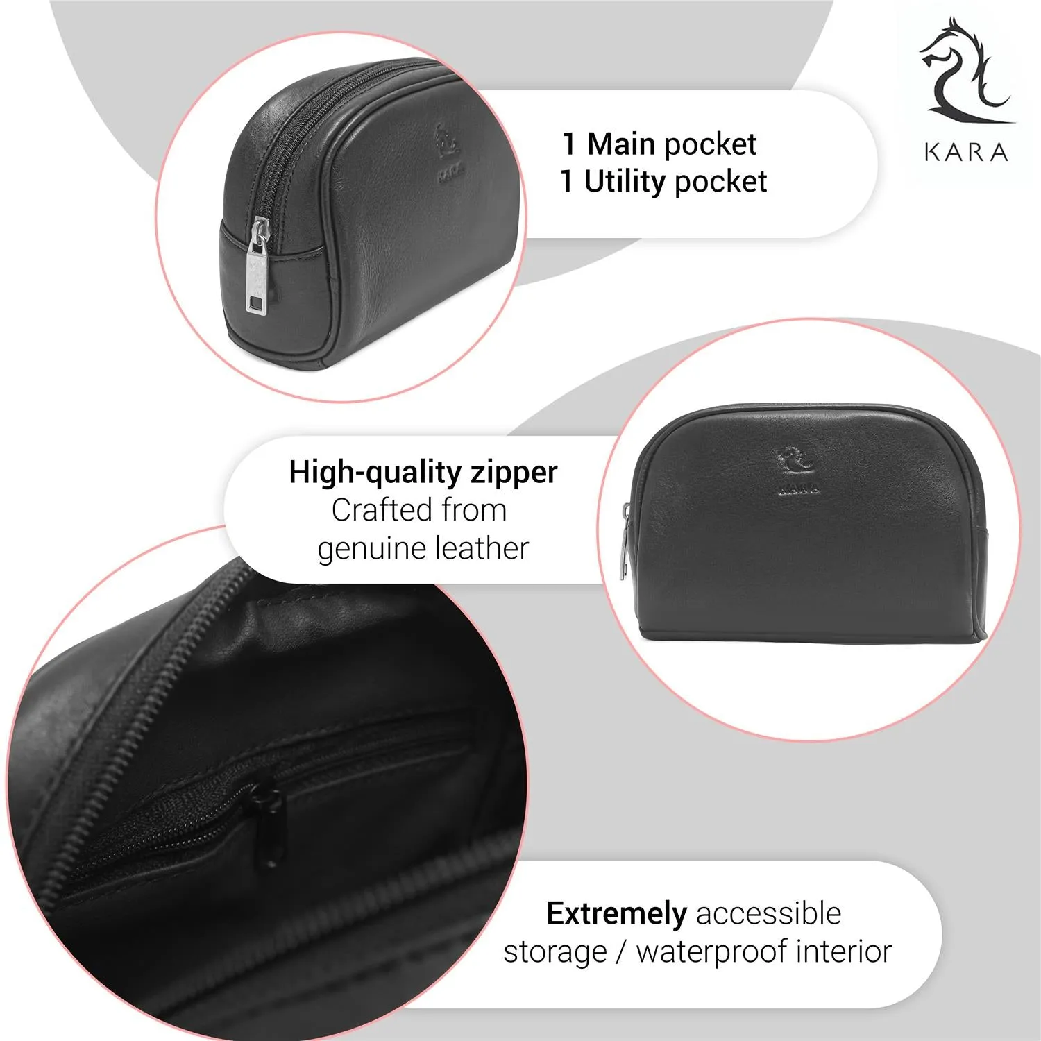 Sasha Tan Leather Wash Bag for Women