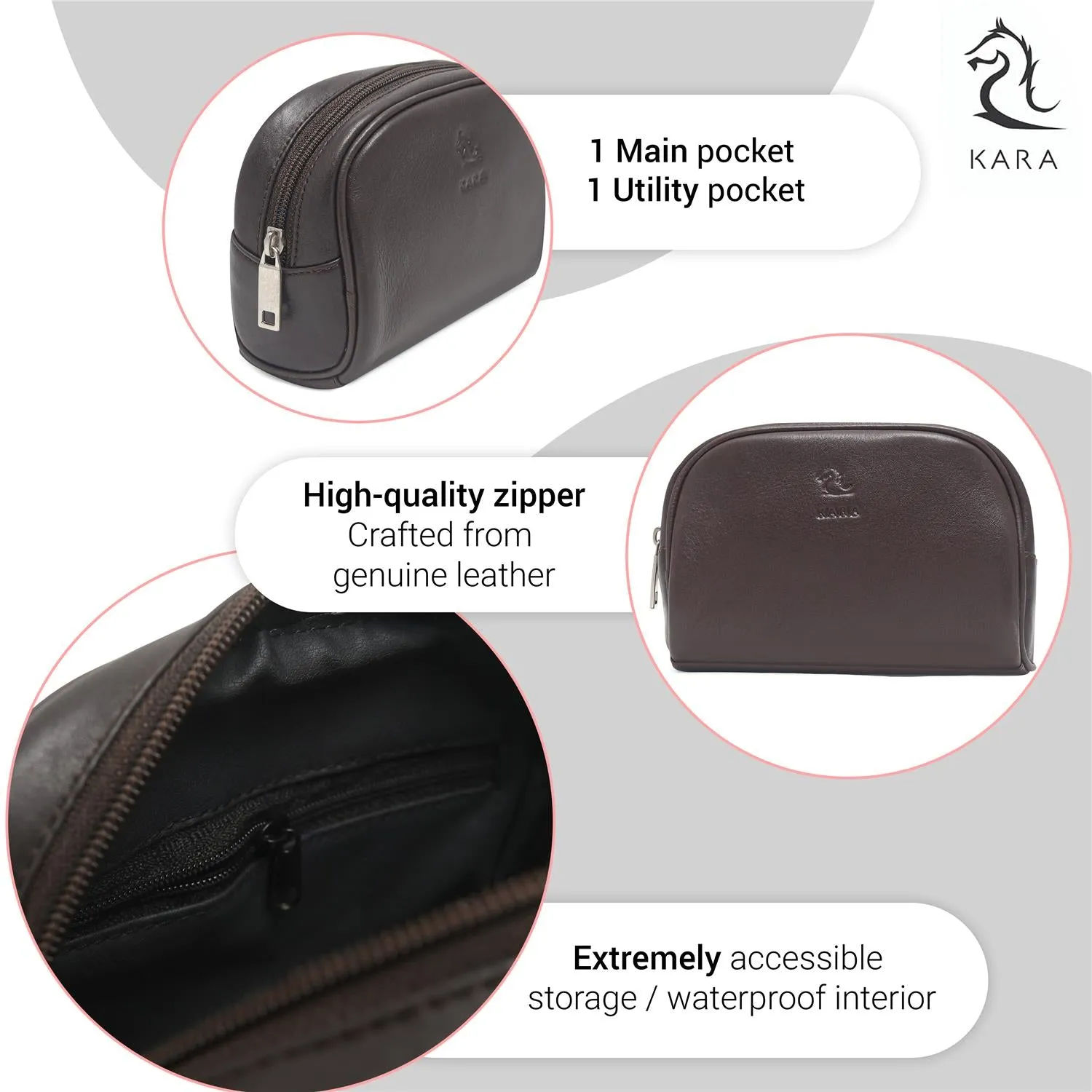 Sasha Tan Leather Wash Bag for Women