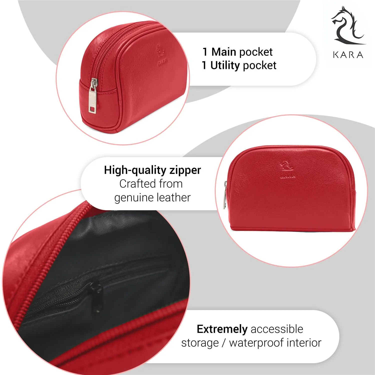 Sasha Tan Leather Wash Bag for Women