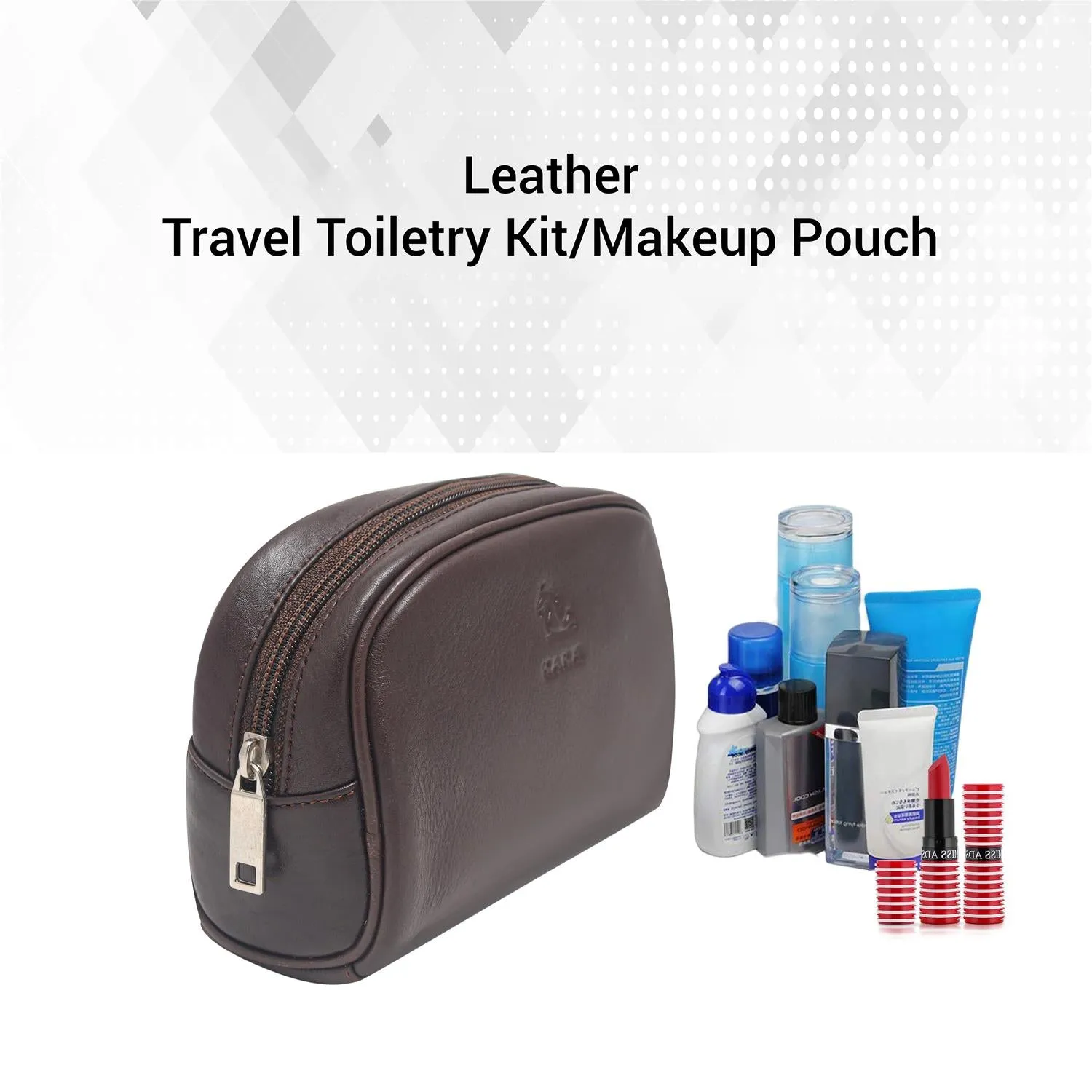 Sasha Tan Leather Wash Bag for Women
