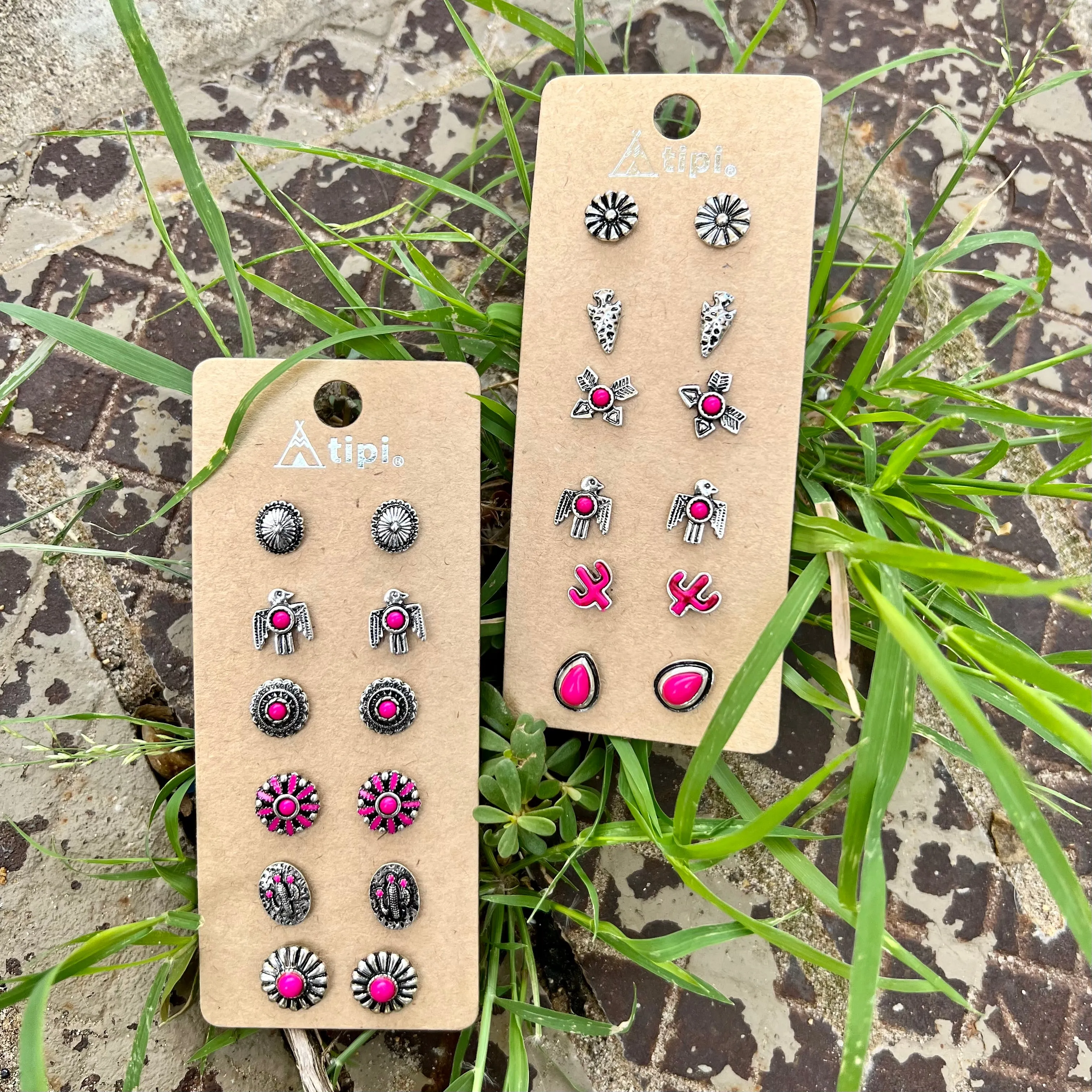Set of 6 Pink Earrings-2 Options