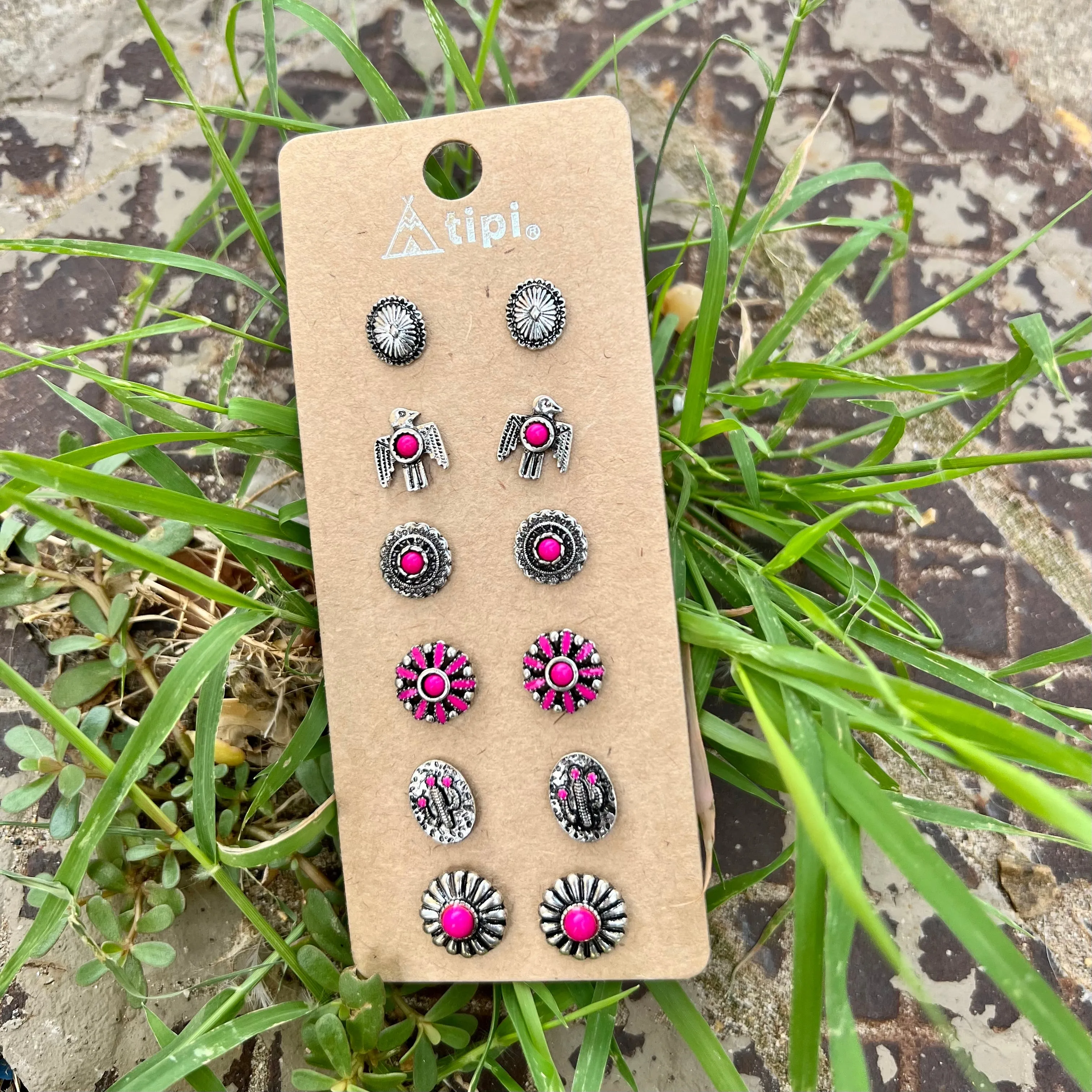 Set of 6 Pink Earrings-2 Options