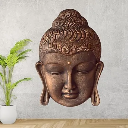 Shawshank 2.5 Feet Curly Buddha Head Wall Hanging Mural Showpiece for Home Entrance Decor, Study Room - Idol Statue Buddha face Wall Mount/Buddha Curly Hair Face Wall Hanging