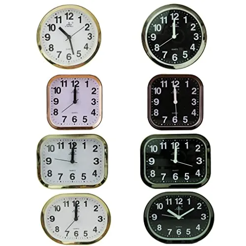 SILNOVO® Modern Multi Shaped Desk Clock Quartz Clock Gold Frame Home Decor Round