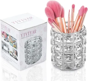 Silver Crystal Makeup Brush Holder Makeup Storage Makeup Set for Women Makeup Brush Organizer Makeup Organizer Bag Lipstick Organizer Make up Organizer Small Organizer Pencil Holders(Silver)