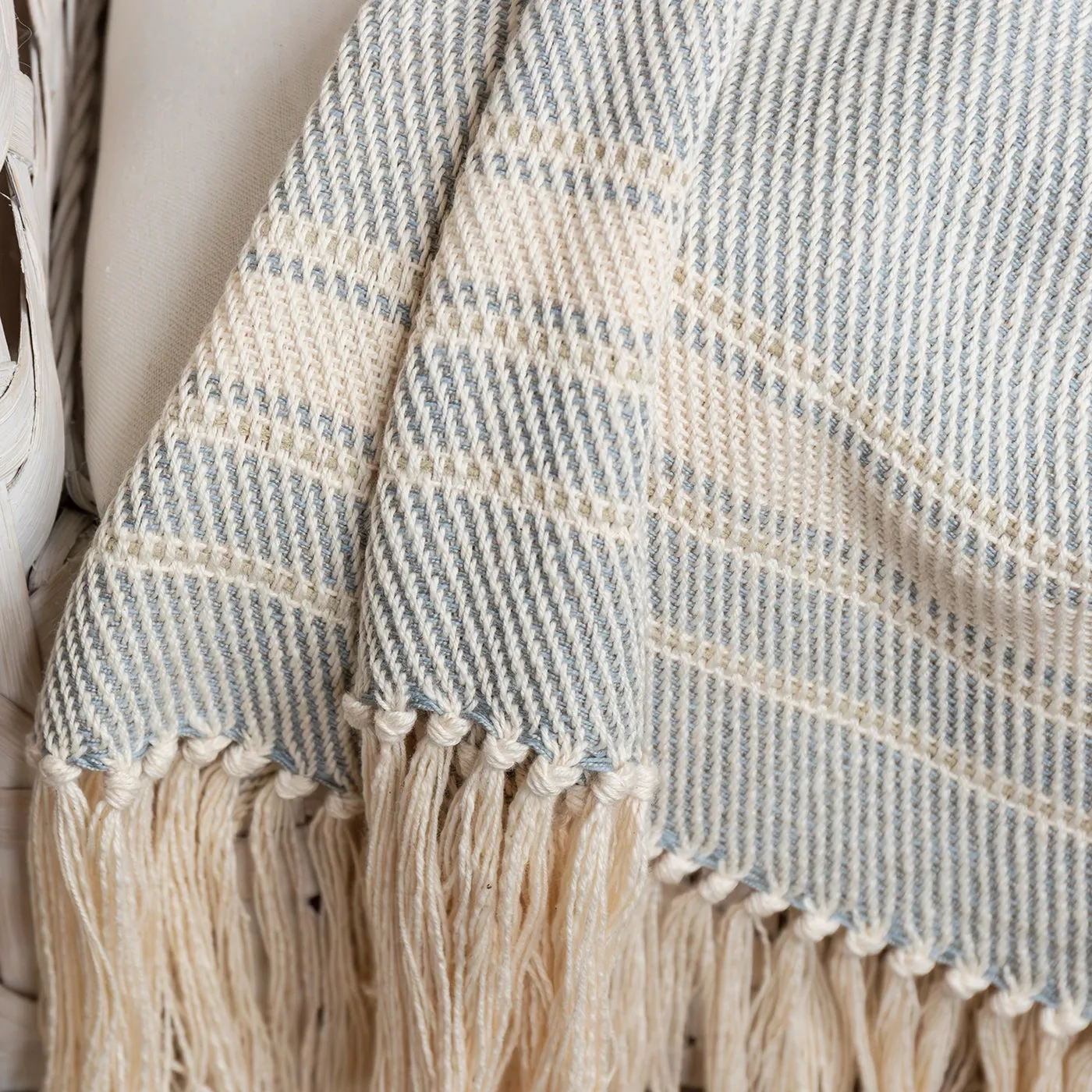 Silver Sky Blue Handwoven Cotton Throw
