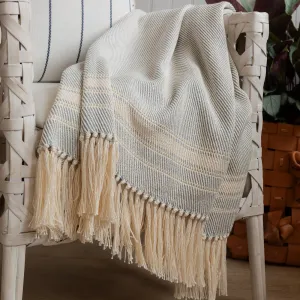 Silver Sky Blue Handwoven Cotton Throw