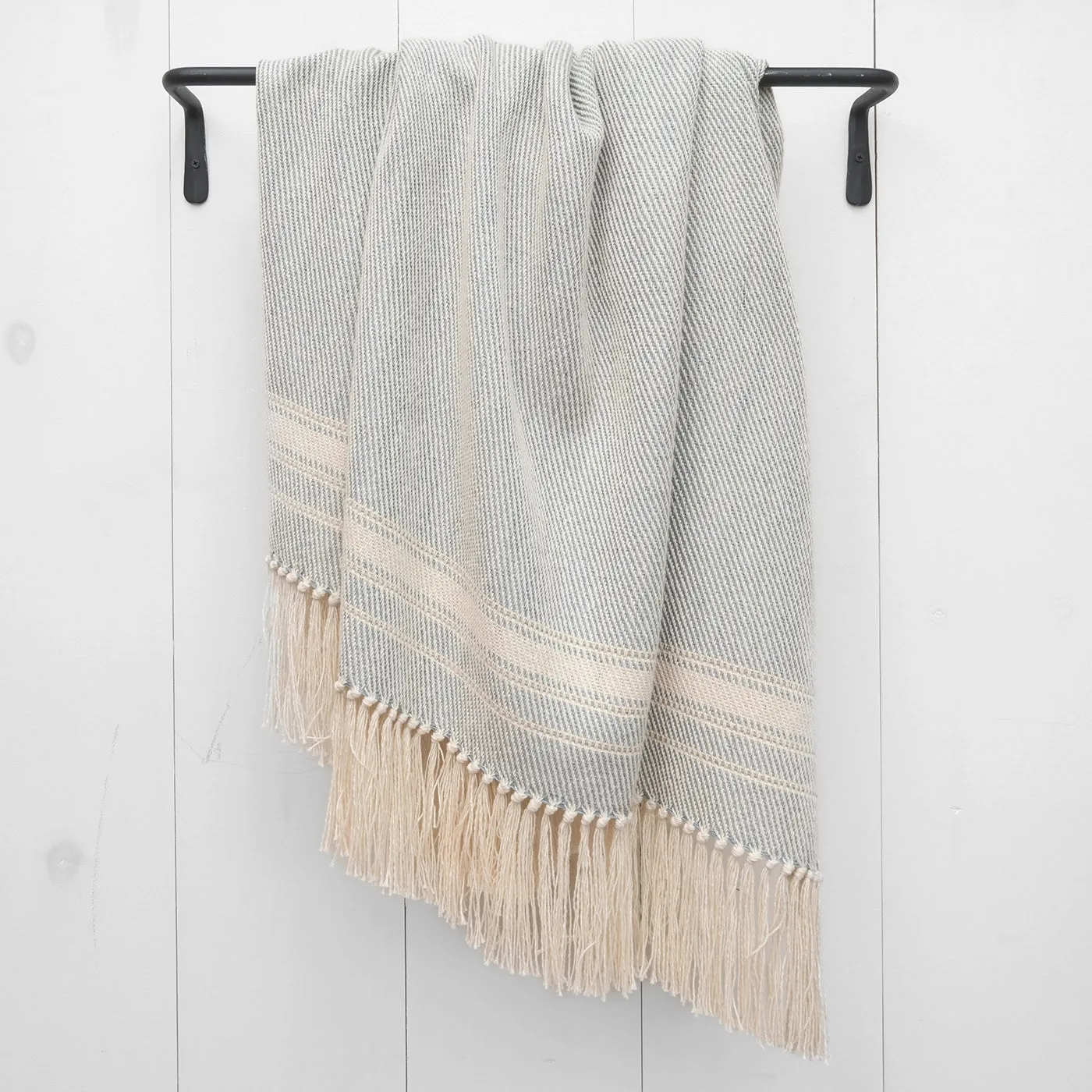 Silver Sky Blue Handwoven Cotton Throw