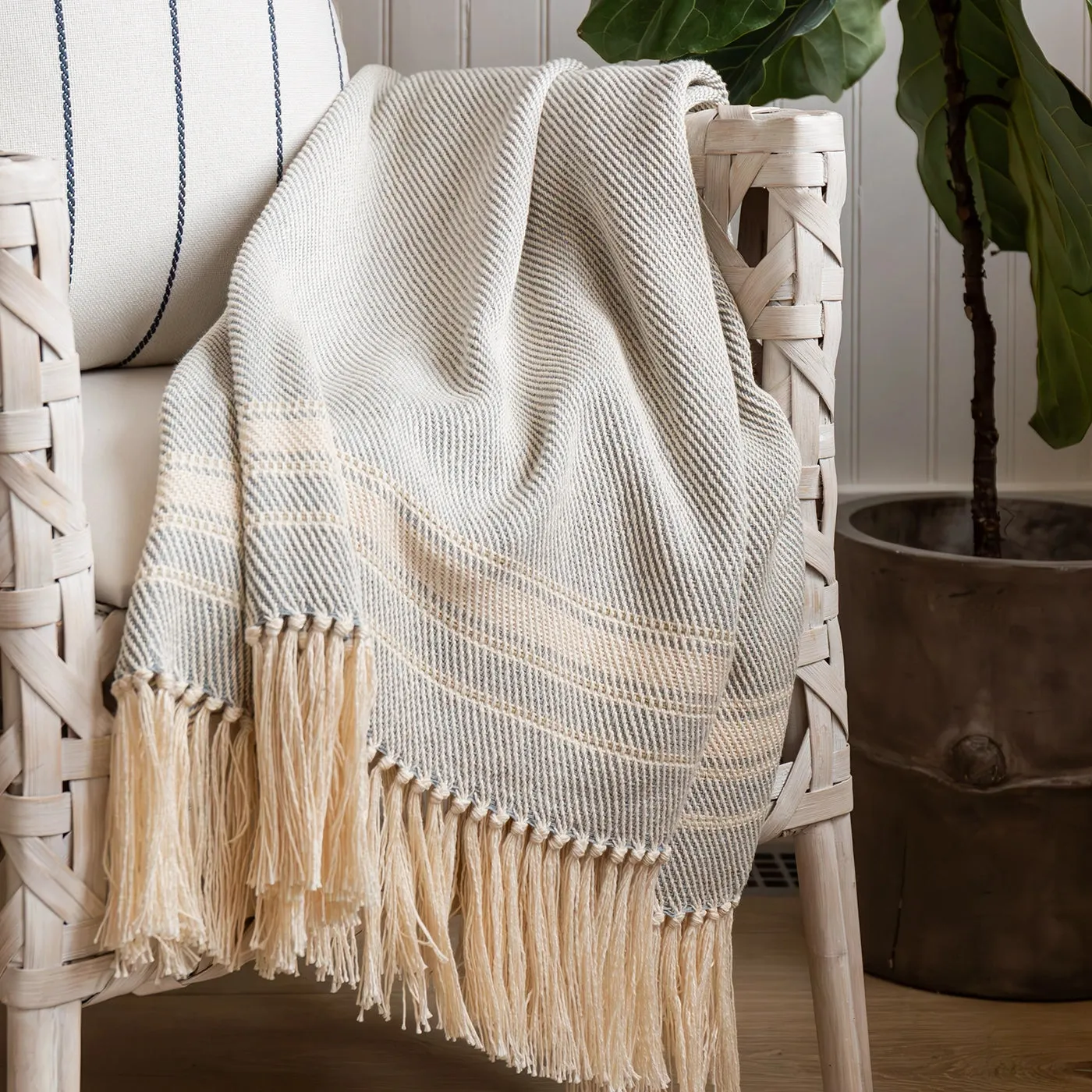 Silver Sky Blue Handwoven Cotton Throw