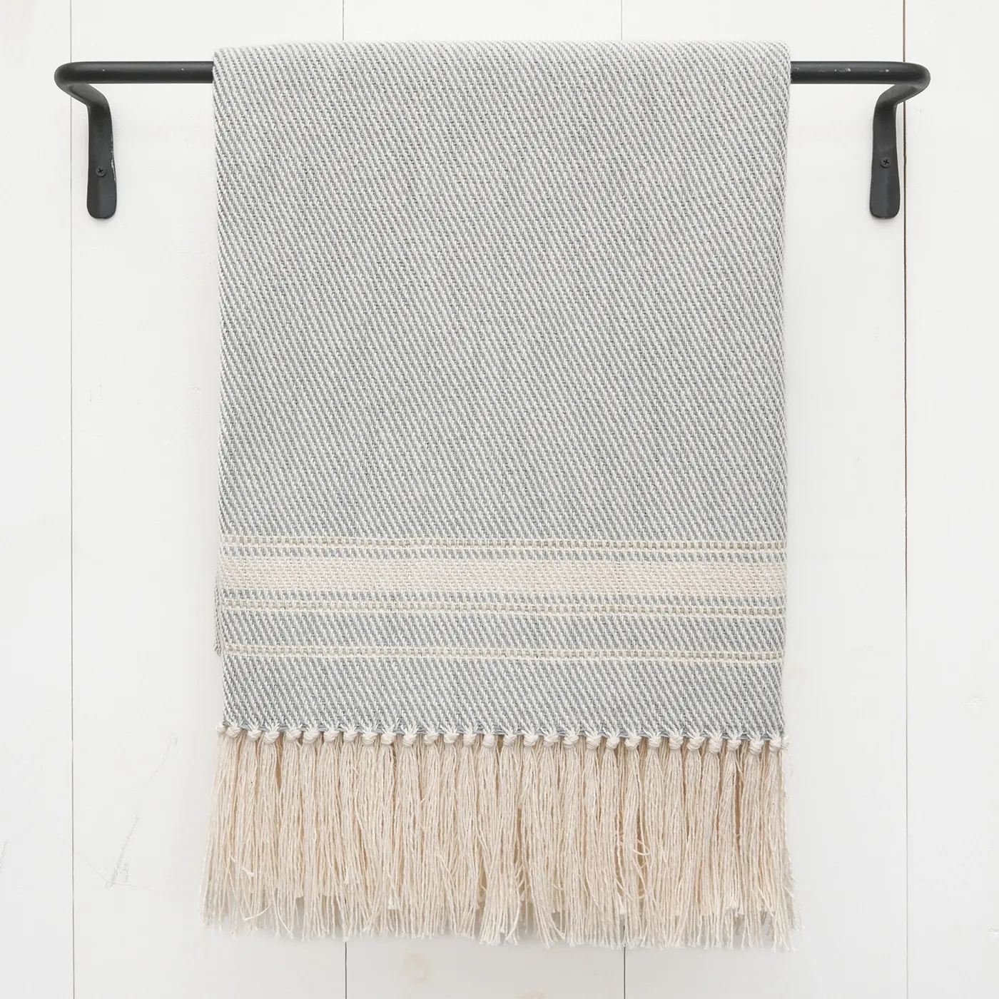 Silver Sky Blue Handwoven Cotton Throw